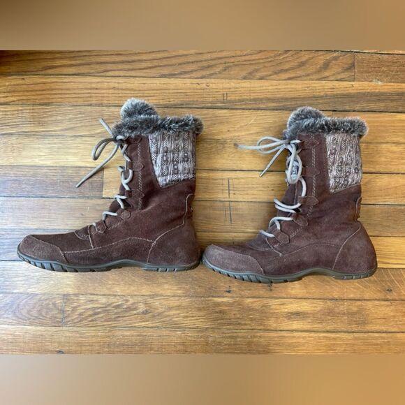 North Face Like New Brown Nuptse Purna II Women’s boots size 10 fur lined - Picture 2 of 10